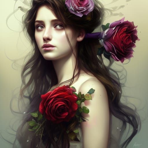 Princess with Rose, Hyperdetailed Artgerm-Inspired Portrait