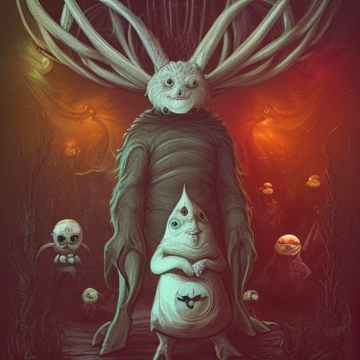 Gothic White Rabbit and Soul Trap in Dark Academia Style