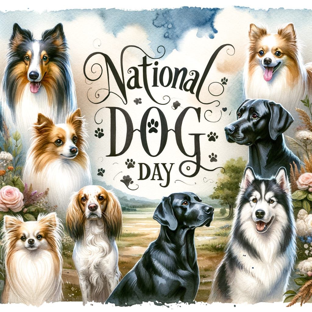 Biedermeier Watercolor Art for National Dog Day