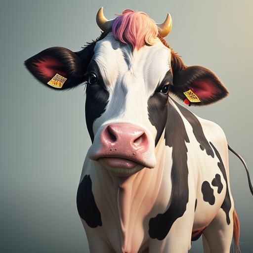 Hyperrealistic Cow Politician in Splash Art Style