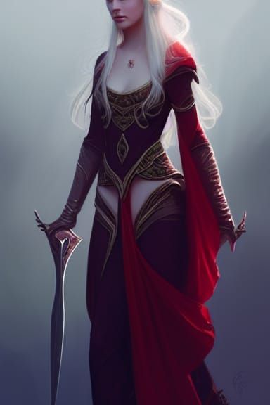 Elven Noblewoman Assassin in Dark Fantasy Style