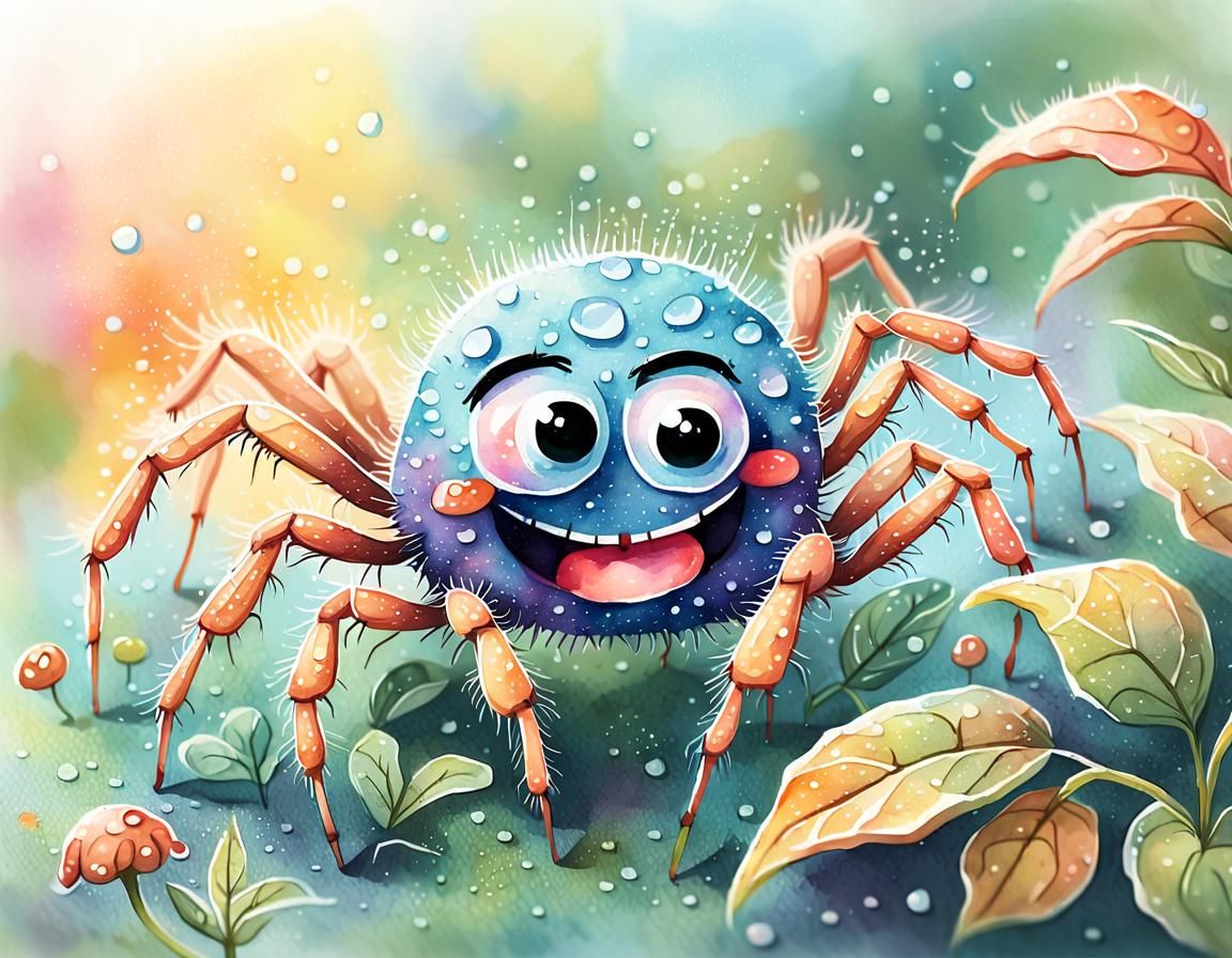 Friendly Spider Hug in Watercolor Garden