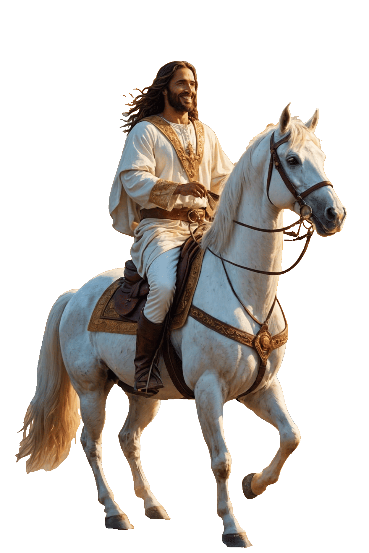 Jesus on White Stallion at Sunset Beach