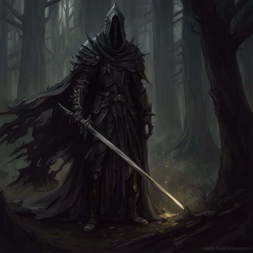 High Gothic Dark Fantasy Knight in Dying Forest