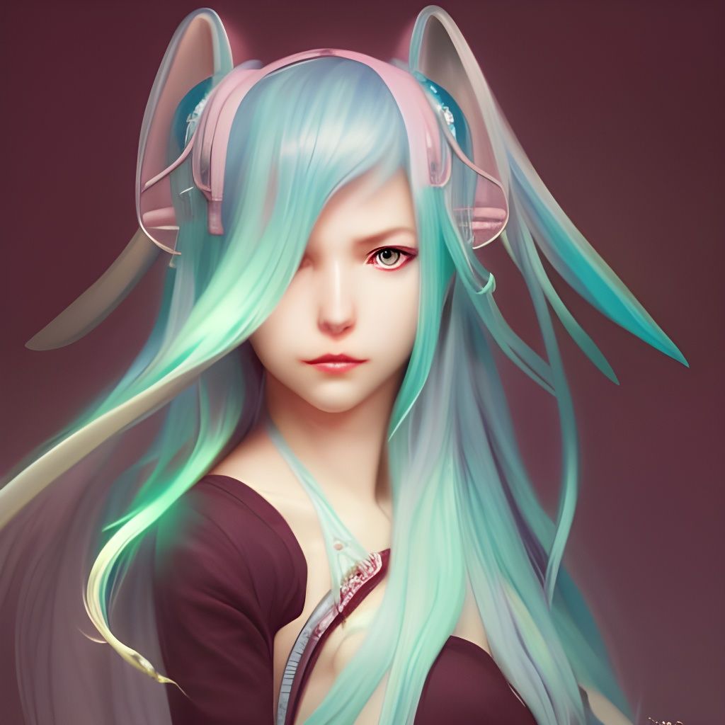 Fairy Hatsune Miku Portrait in Art Nouveau Style