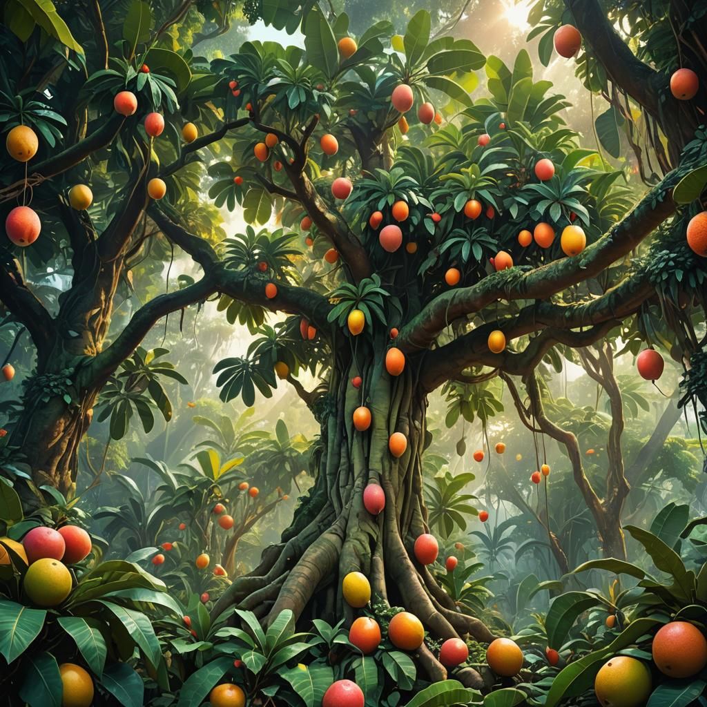 Stacked Fruit Trees in Magical Jungle Concept Art