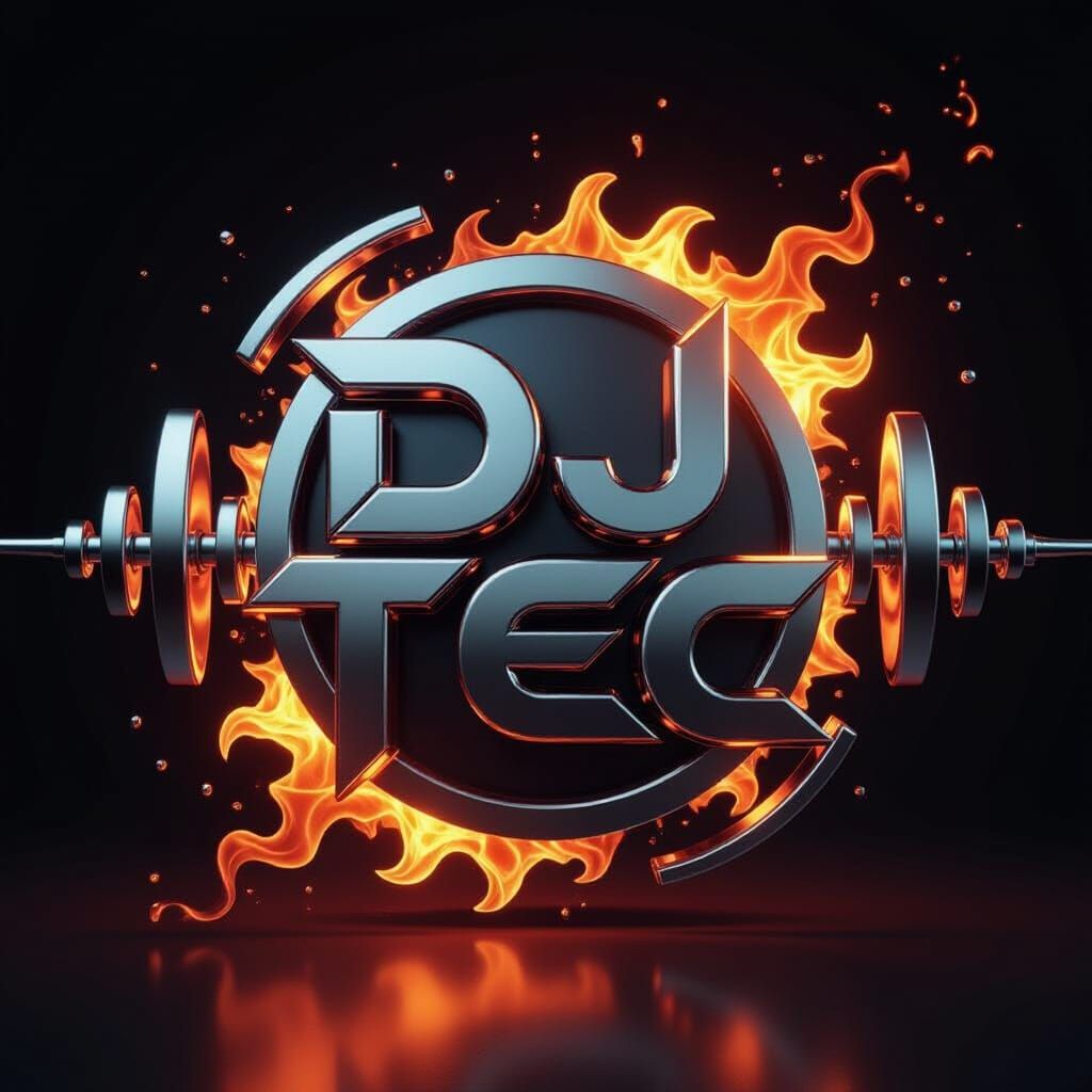 Dj Tec 3D Logo with Fiery Sound Waves