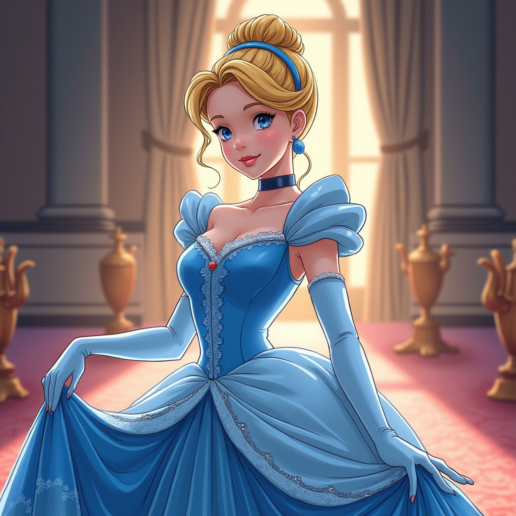 Cinderella in Blue Gown: Manga-Inspired Anime Art