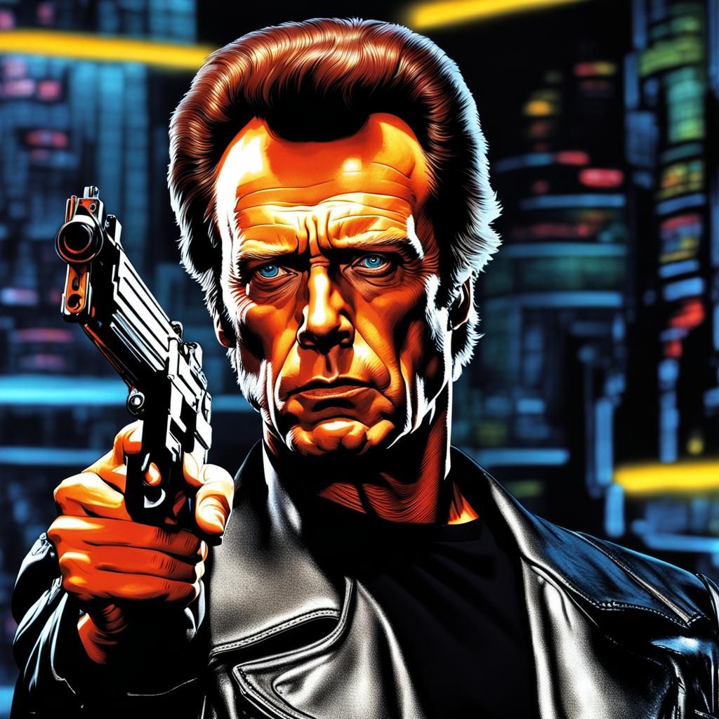 Cyborg Character as Radiant Klimt-Inspired Art