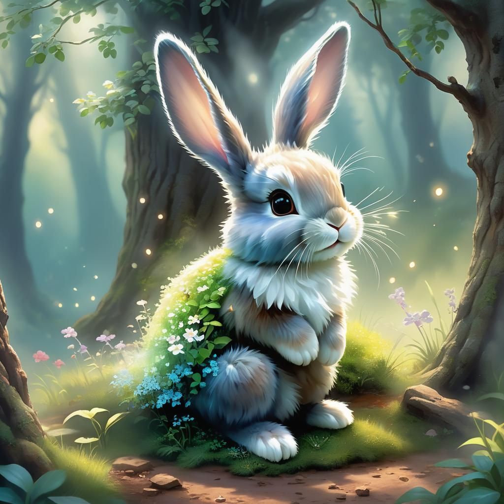 Generate the best illustration of a cute tiny fluffy fuzzy b...