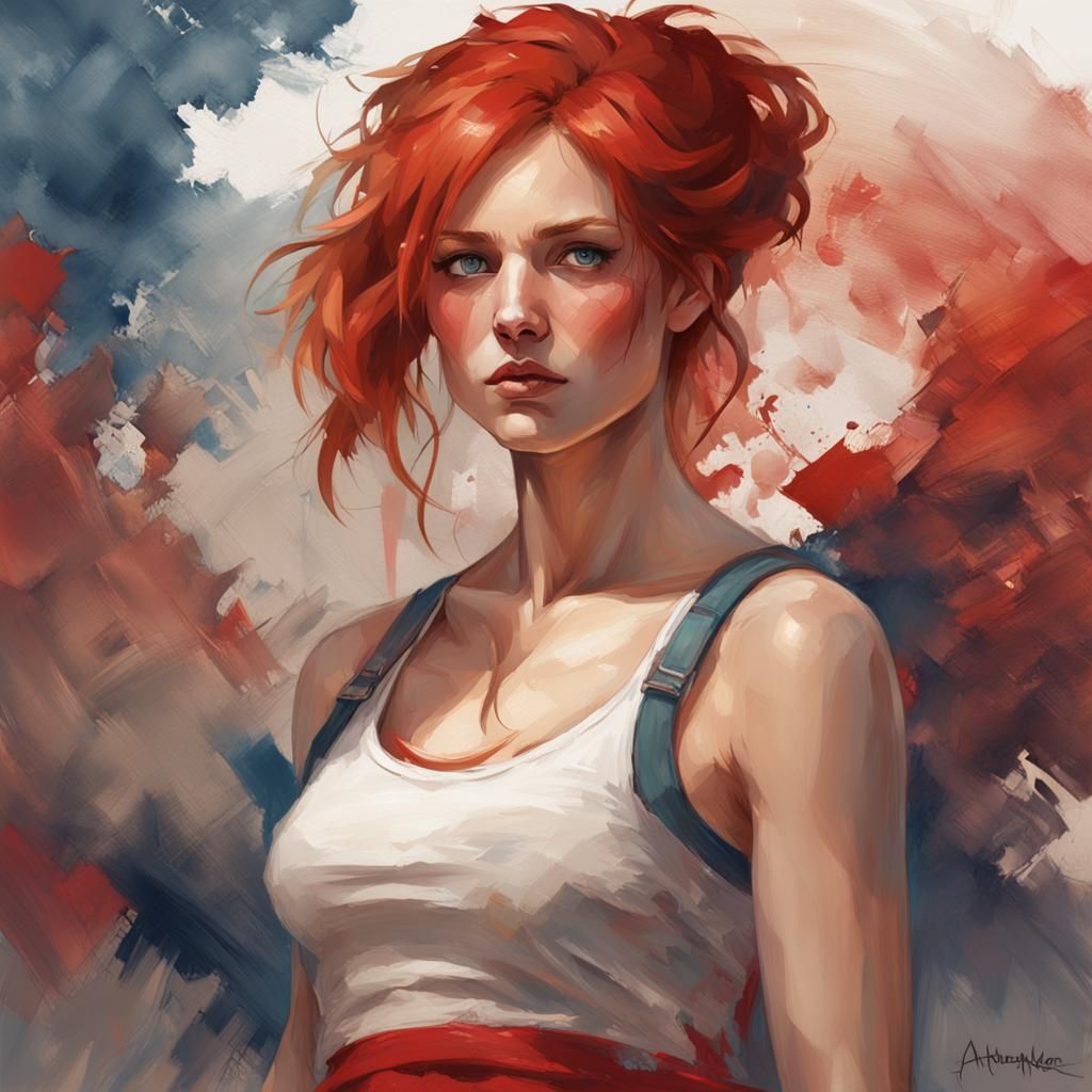 Artistic Redhead Portrait in Hyperdetailed Style