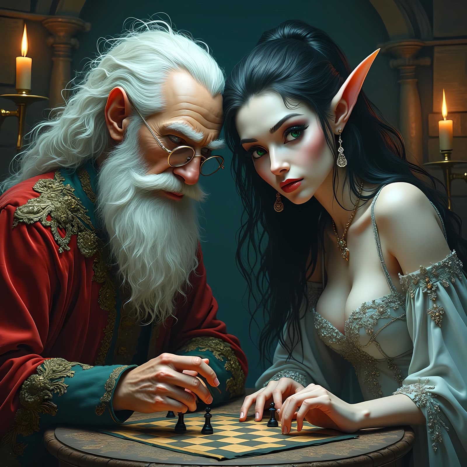 Fantasy Chess Game: Anime Mage vs Elven Queen