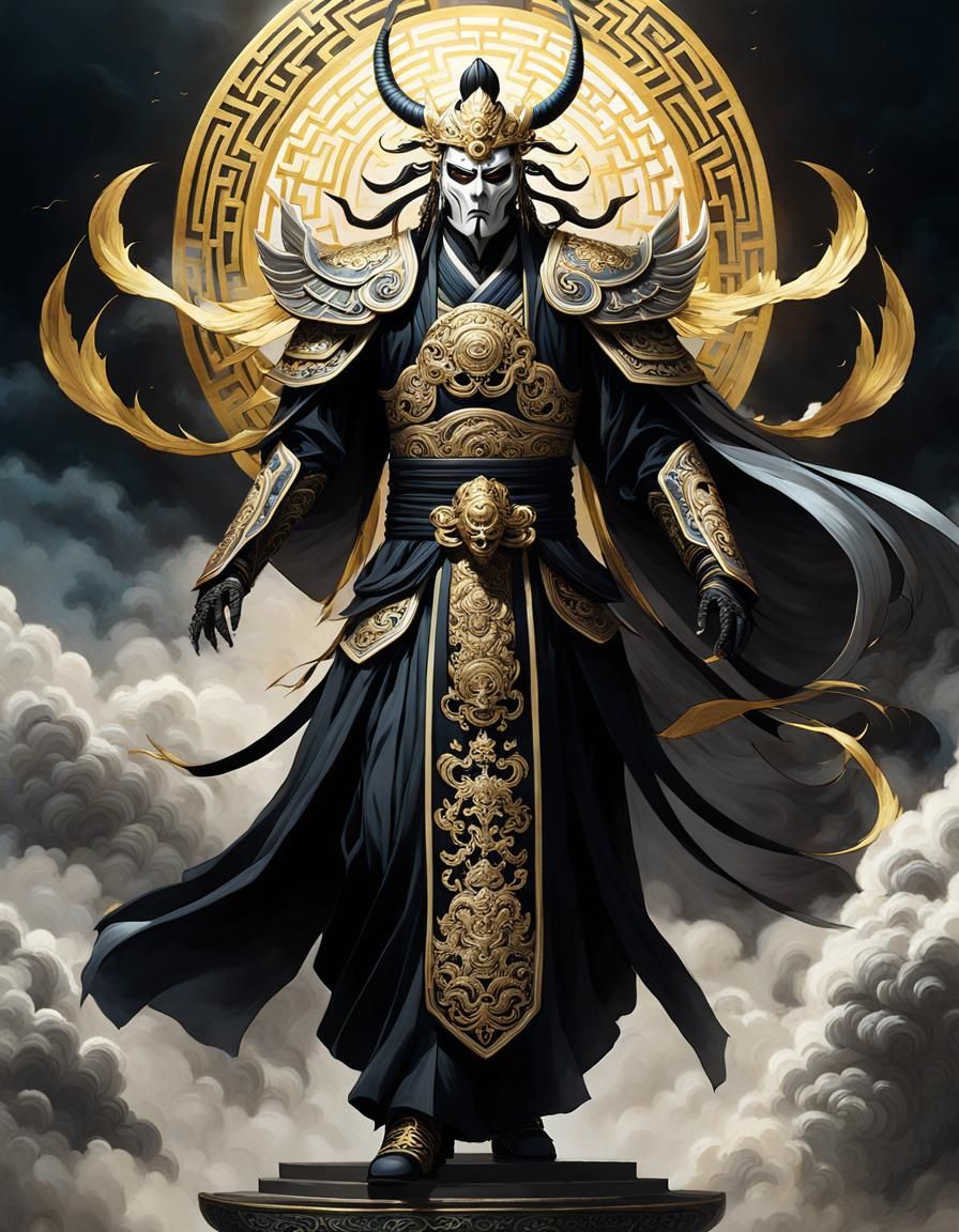 Ornate Chinese Undead Immortal in Dark Fantasy Art