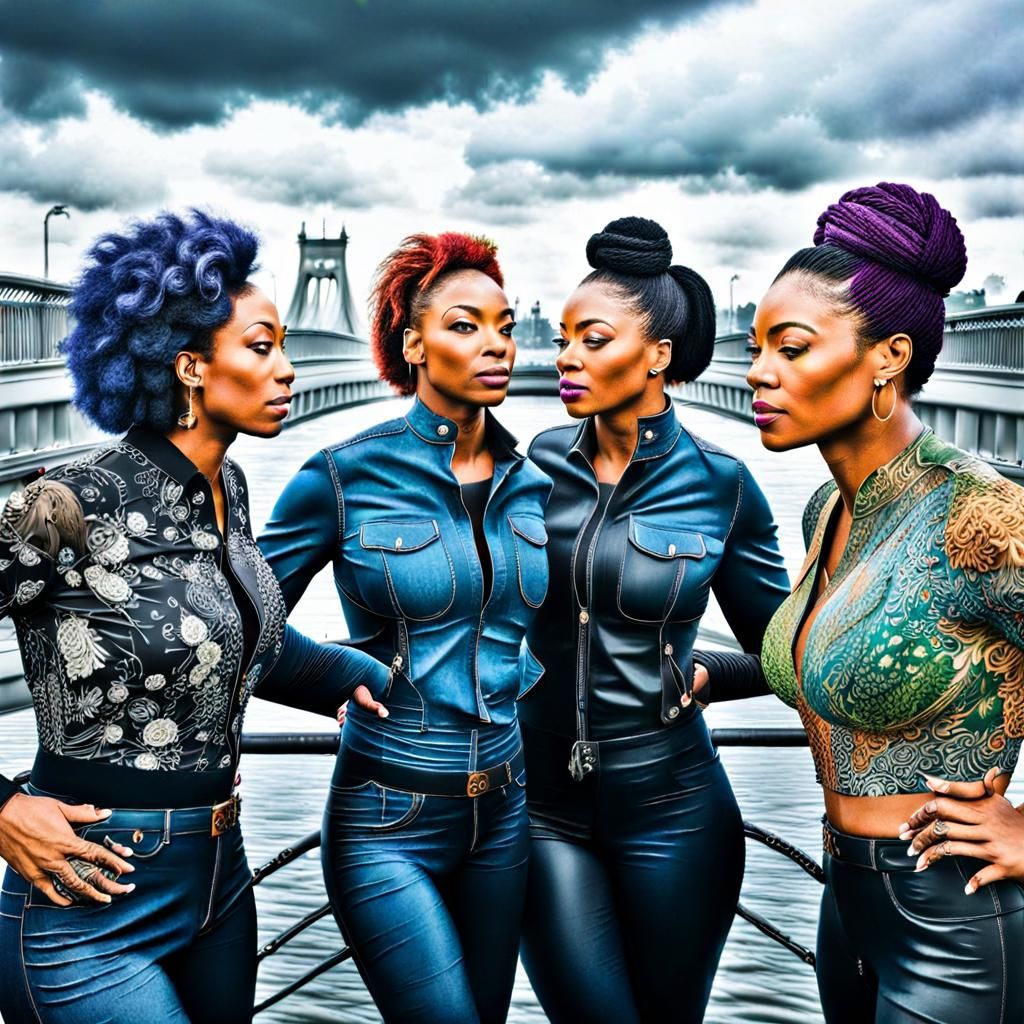 Three Women in Deep Discussion: Anime Art