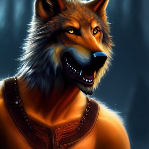 Detailed Wolf Man Fantasy Concept Art