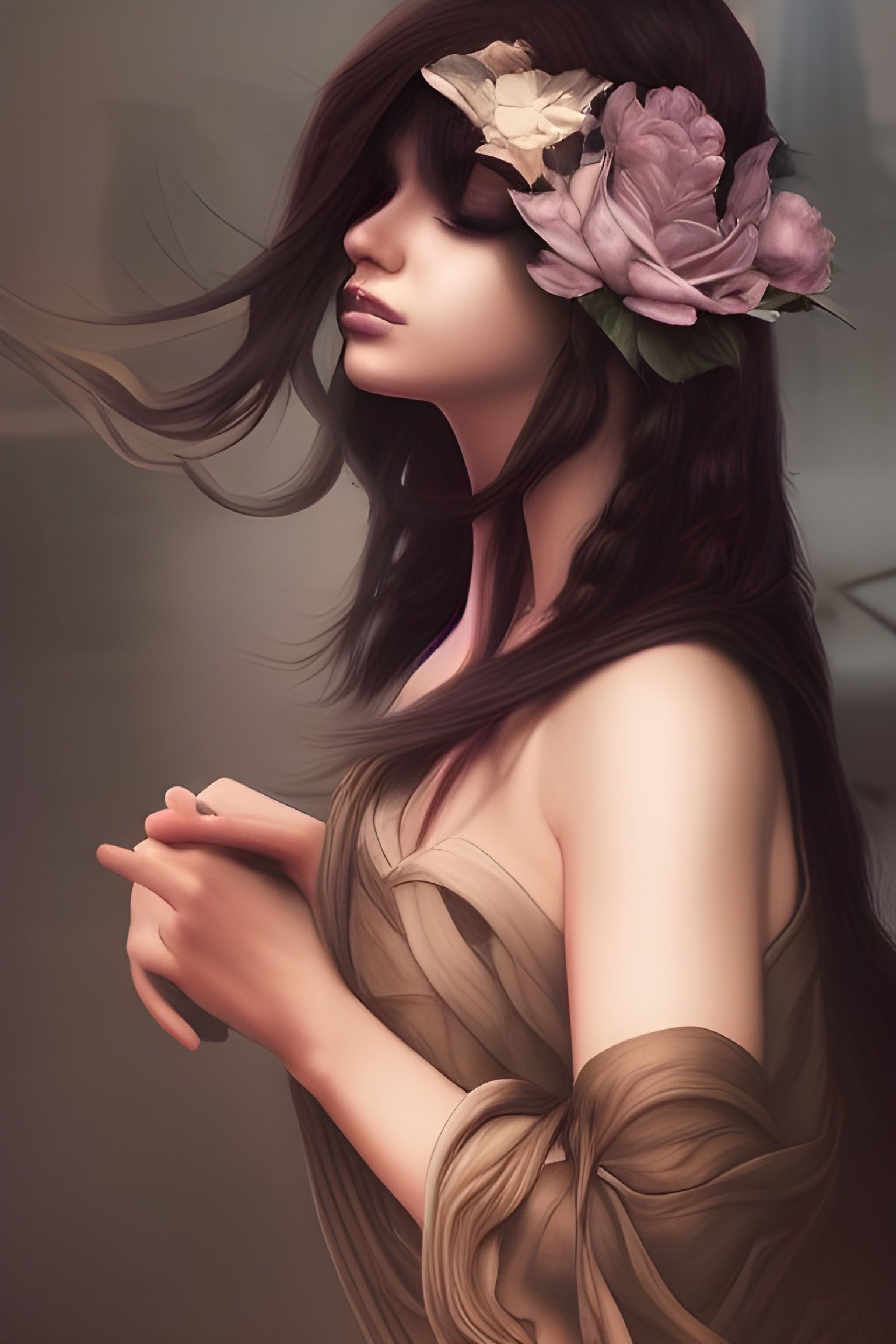 Ethereal Woman Portrait in Fantasy Style