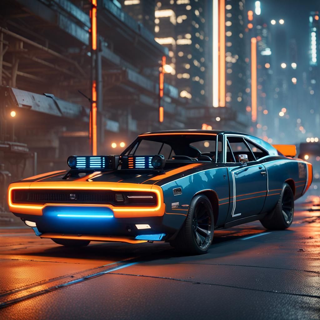 Cyberpunk Dodge Charger 3D Game Cinematic