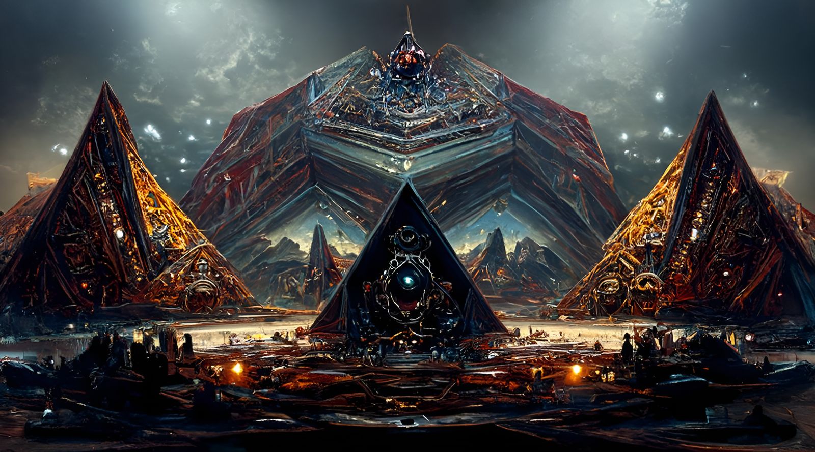 Futuristic Quantum Pyramid on Alien Planet