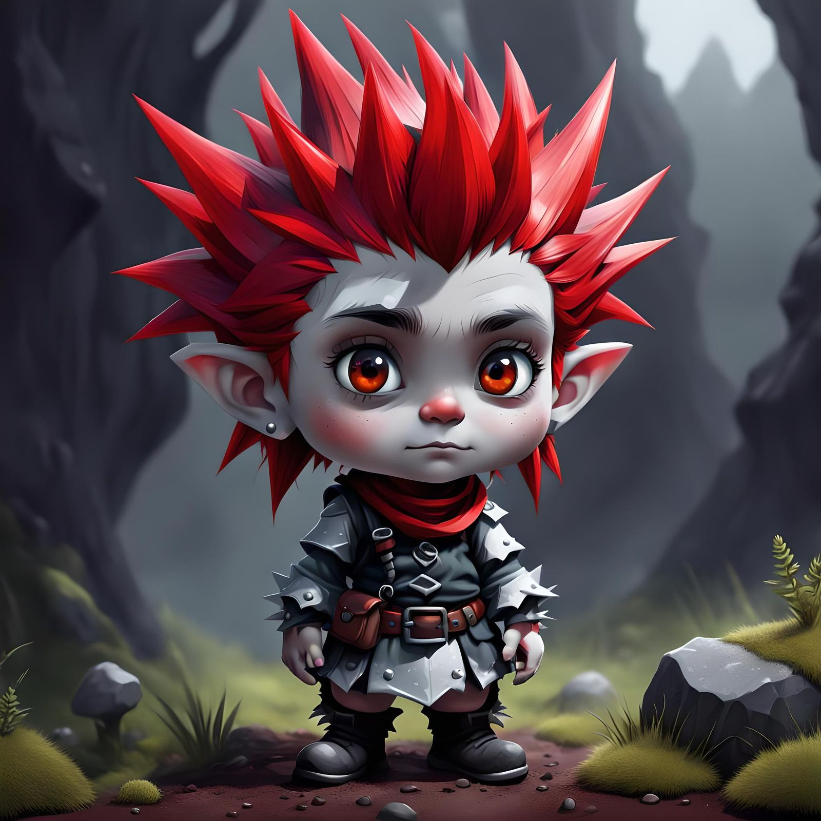 Gritty Female Gnome Warrior in Deep Fantasy Colors
