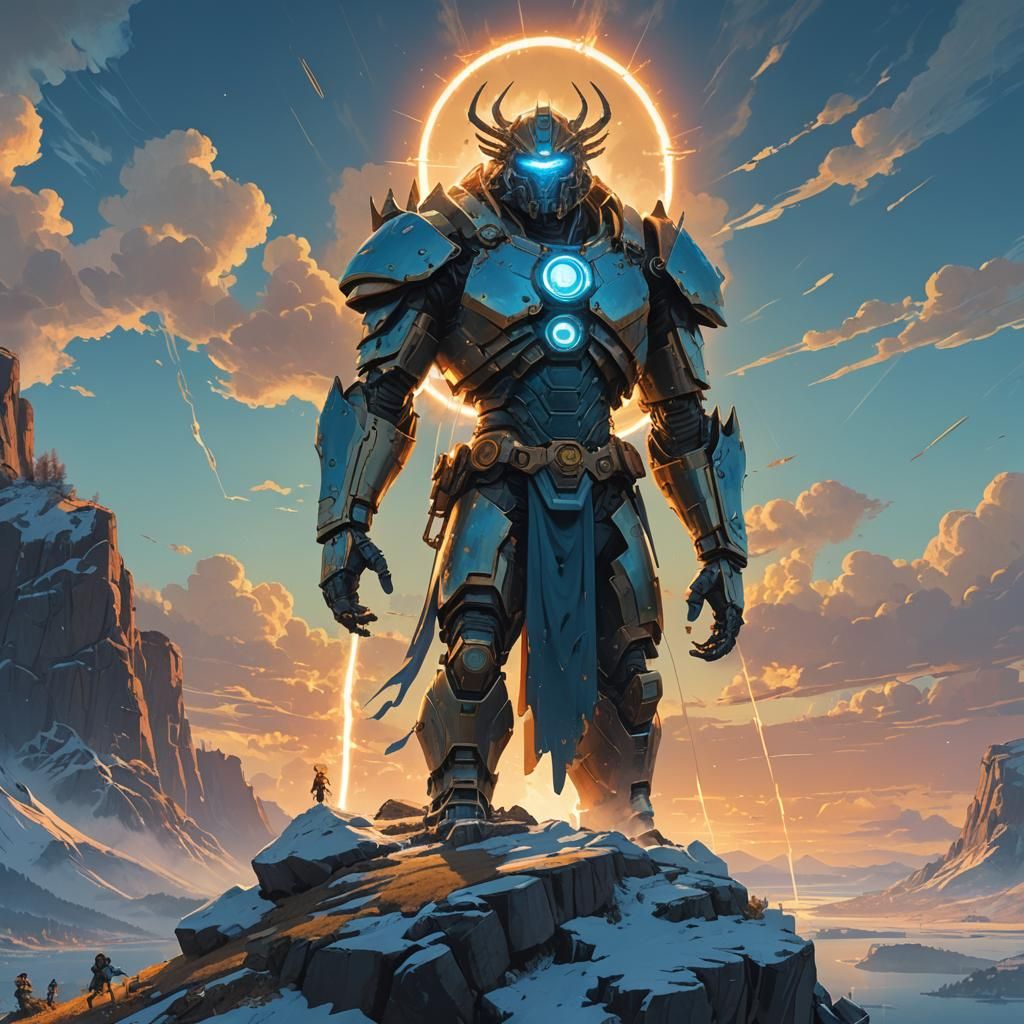 God-like Figure Wielding Divine Power as Digital Art