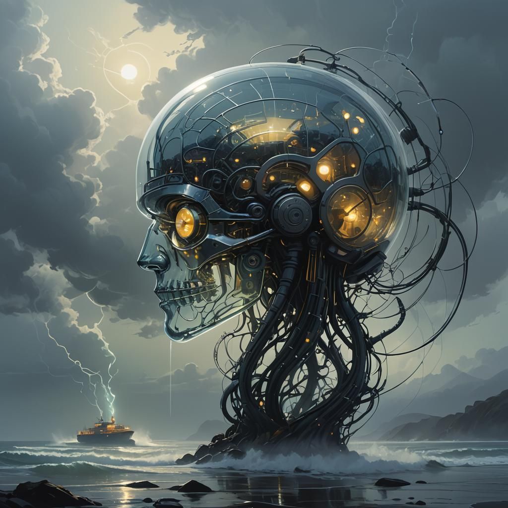 Brain in Glass 'A' with Ethereal Lighting