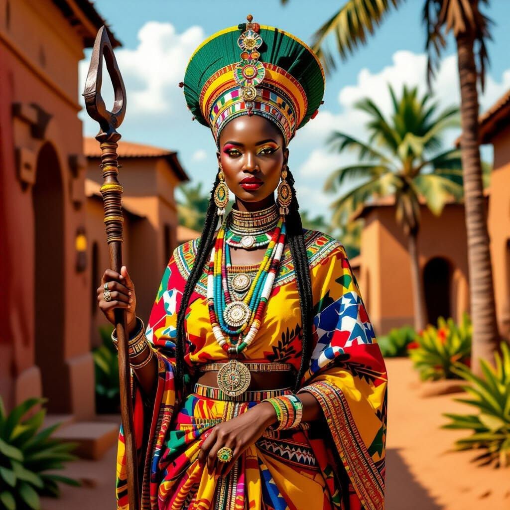 Queen Amina in Traditional African Attire