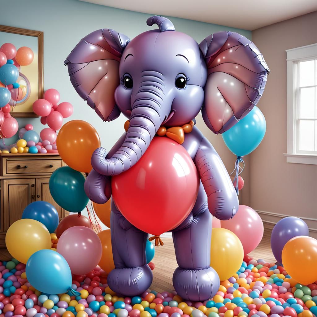 Balloon Animal Elephant in Candy Art Style