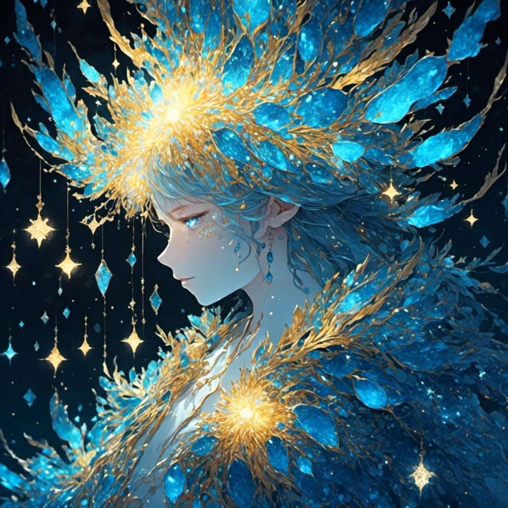 Christmas Tree with Blue and Yellow Lights