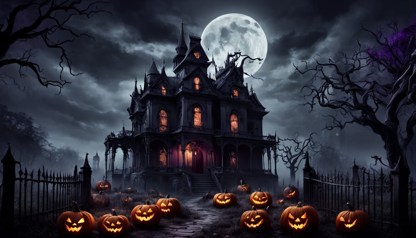 Gothic Haunted Mansion Under Ominous Sky