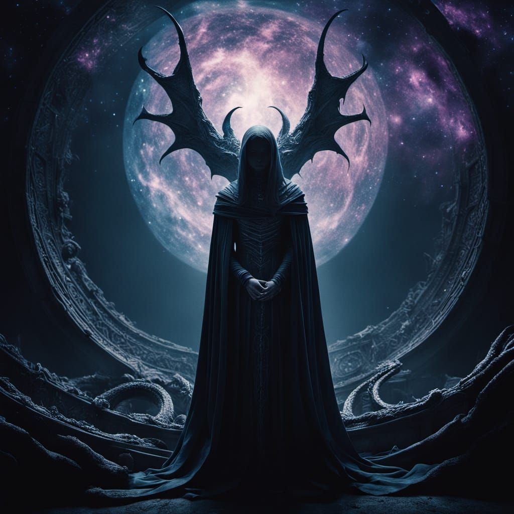 Galaxy Goddess Creates Cosmic Dragon in Celestial Depths