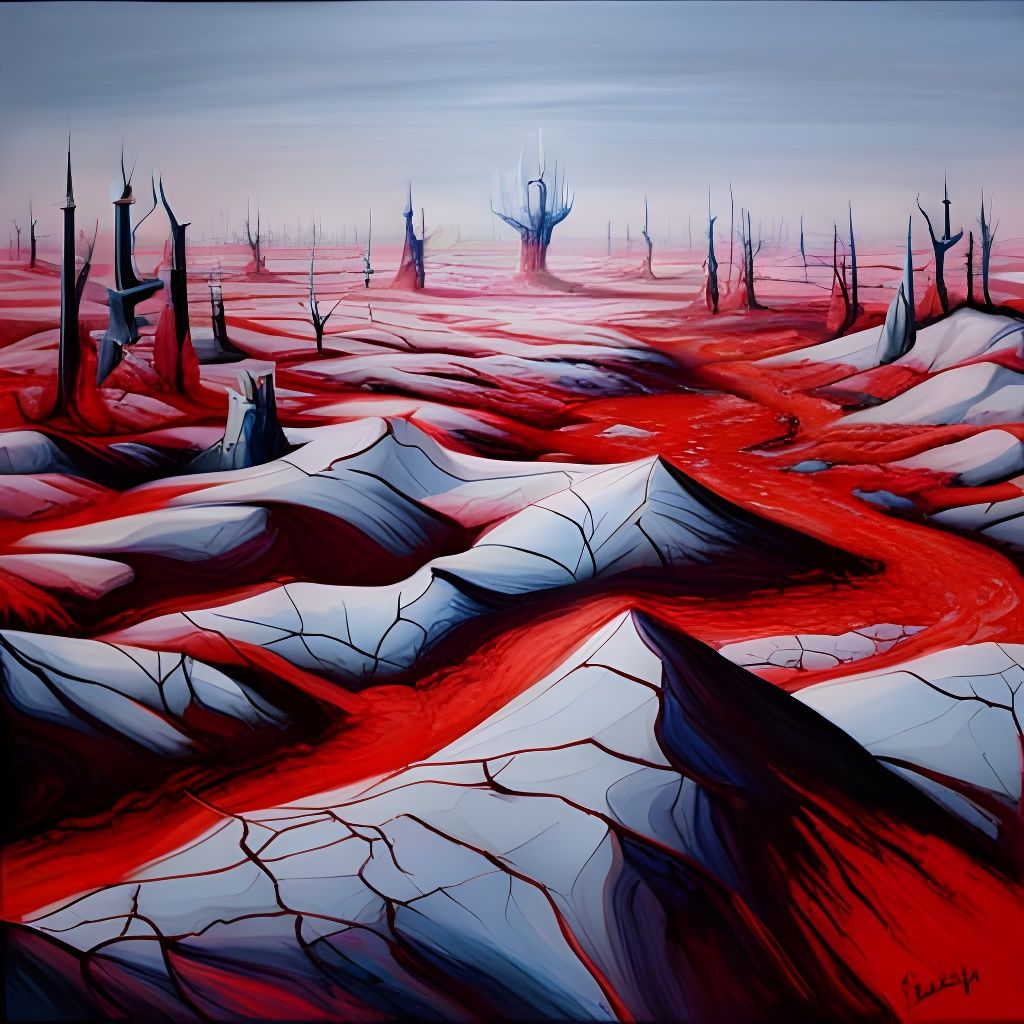 Creepy Sci-Fi Landscape with Methane Ice Terrain