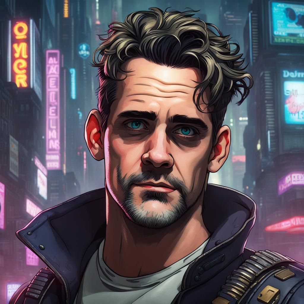 Young Man in Cyberpunk Style