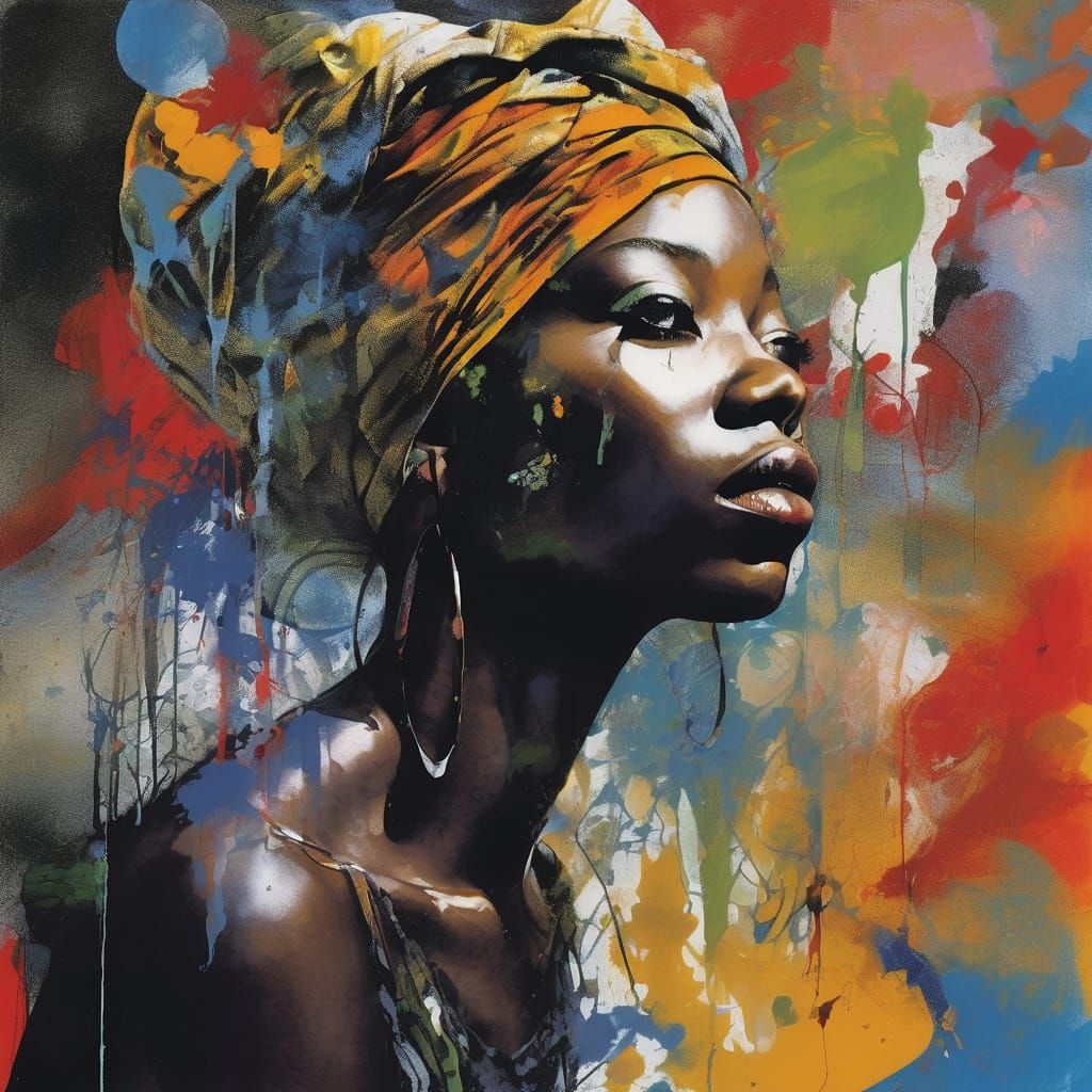 Soulful Queen: Avant-Garde Watercolor Portrait