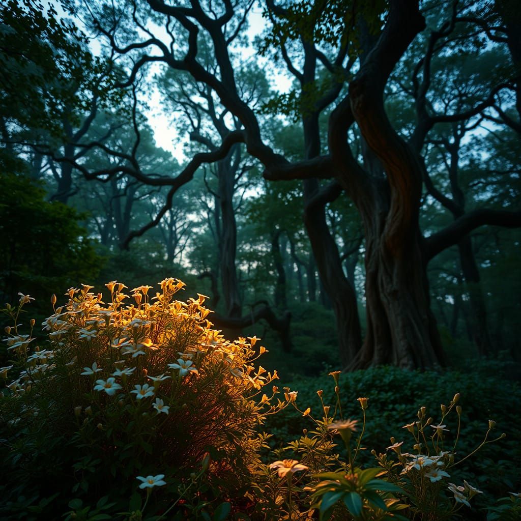 Enchanted Forest Bloom at Twilight