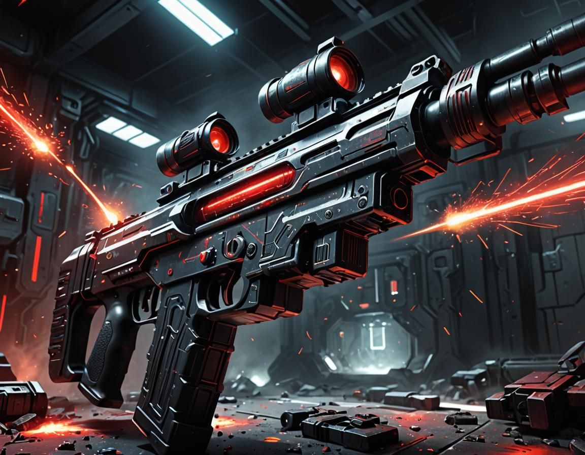 Sci-Fi Laser Submachinegun with Red Energy Magazine