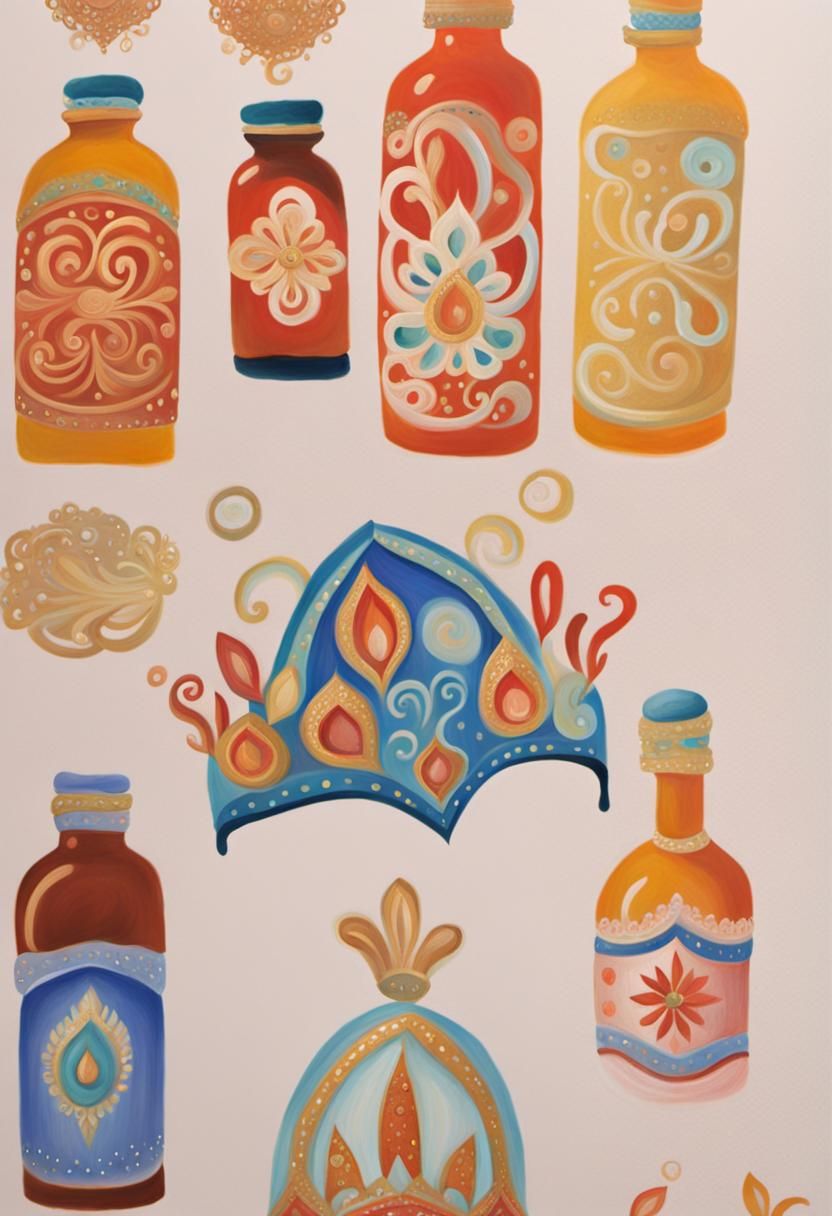 Gouache Painting of Woman with Intricate Makeup