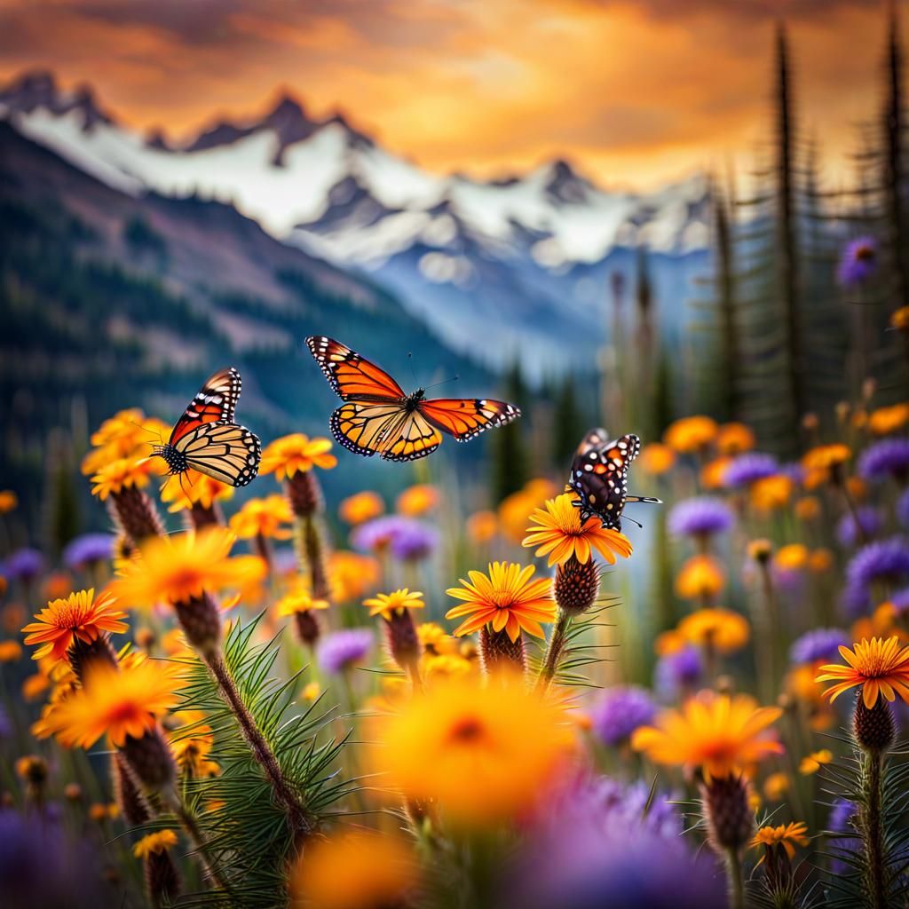 Colorful Butterfly Meadow with Wildflowers