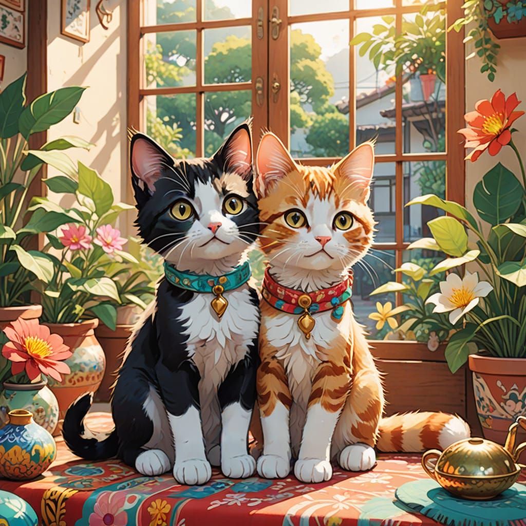Mexican Casa Kittens in Tender Anime Key Visual Style