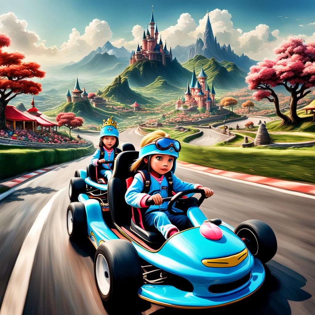 Hyperrealistic Mario Kart Race with Princess Peach