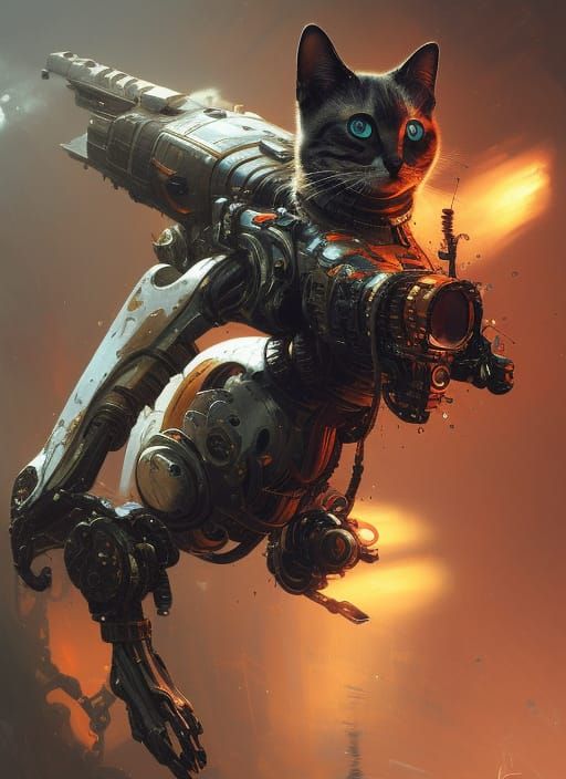 Mecha Cat Pilot in Detailed Splash Art