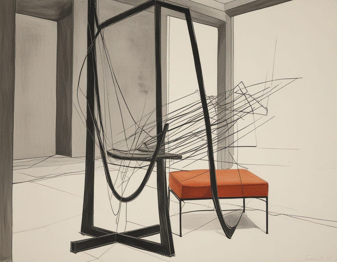 Wire Sculpture Interior in Muted Colors