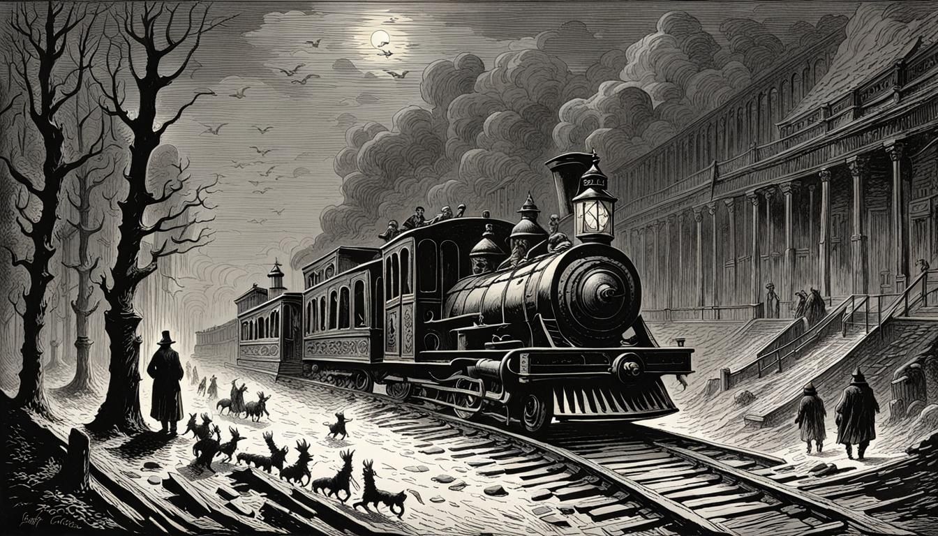 Horrific Train Journey in Doré Style