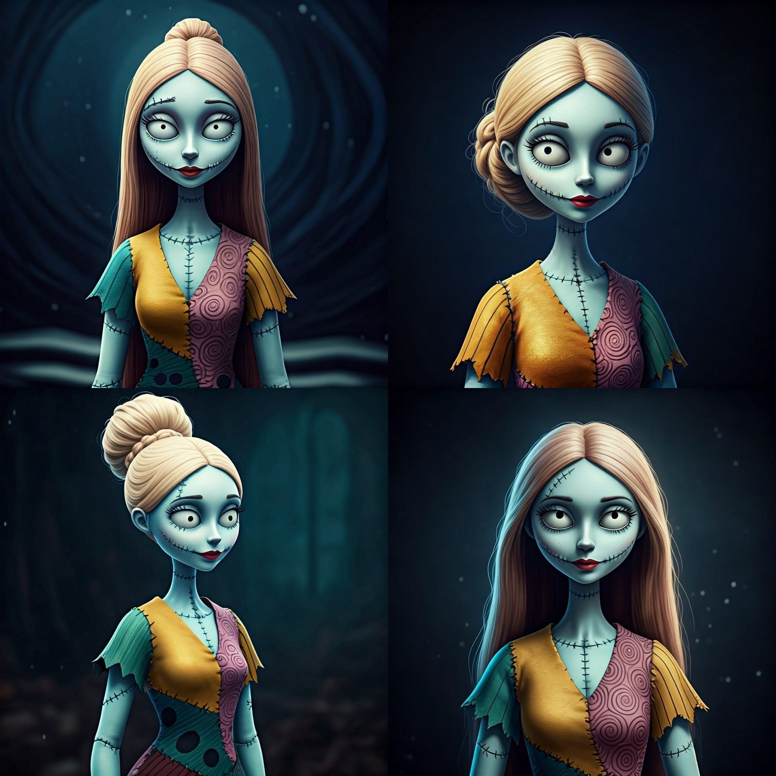 Porcelain Doll Sally in Festive Christmas Dress