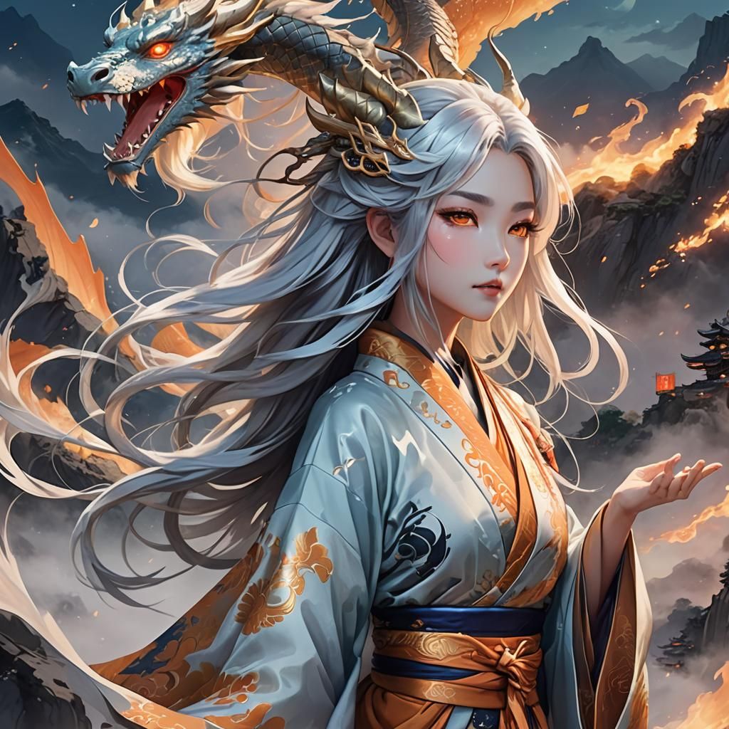 Anime Dragonkin on Misty Mountain Top