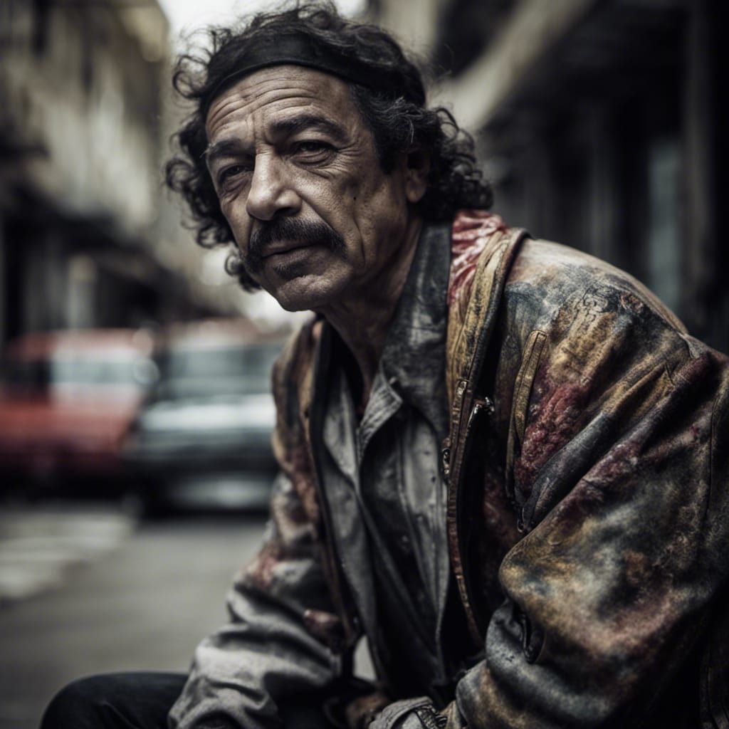 Carlos Santana Portrait in San Francisco, Hyperreal