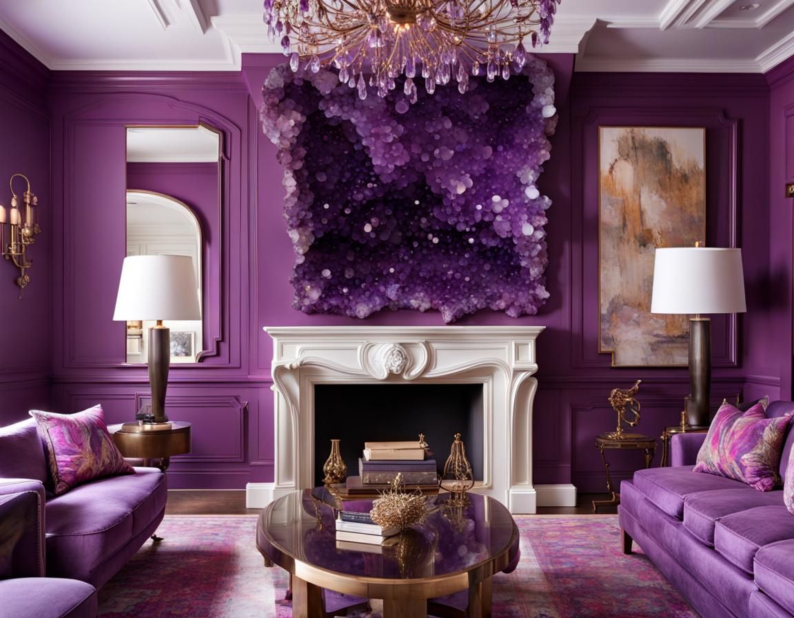 Magenta Living Room with Amethyst Crystal