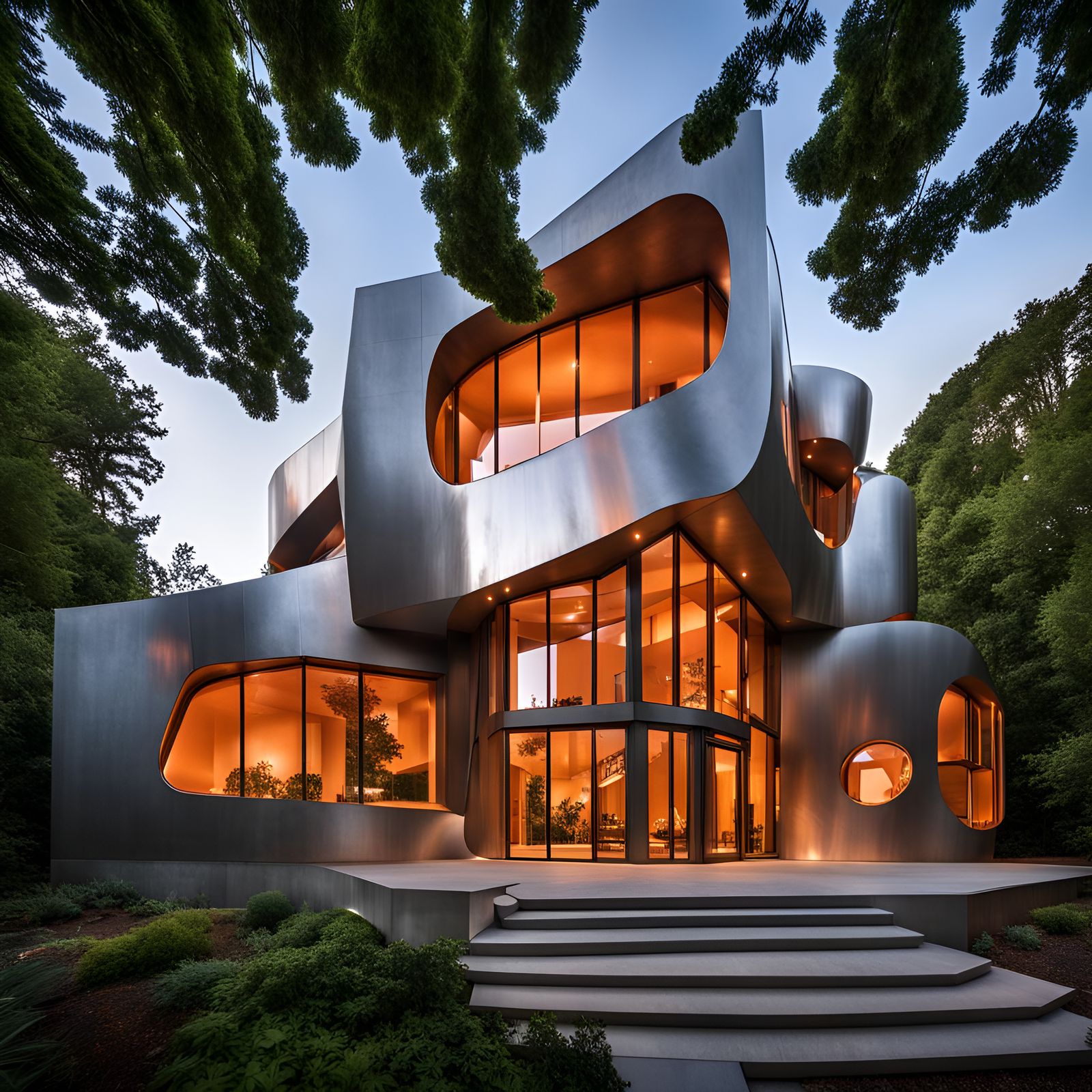 Abstract Modern Home with Volumetric Lighting