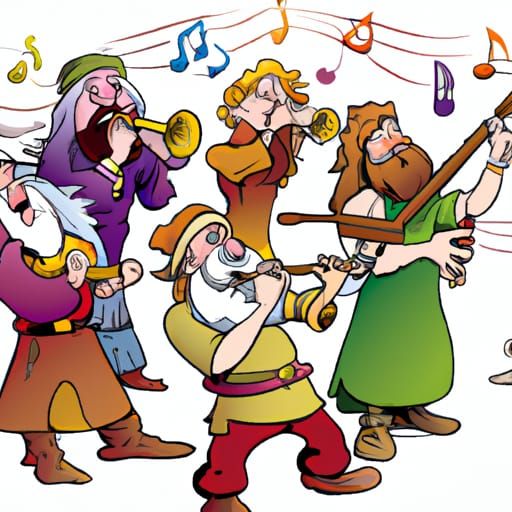 Half-Elf Bards Perform Ancient Instrumental Masterpieces