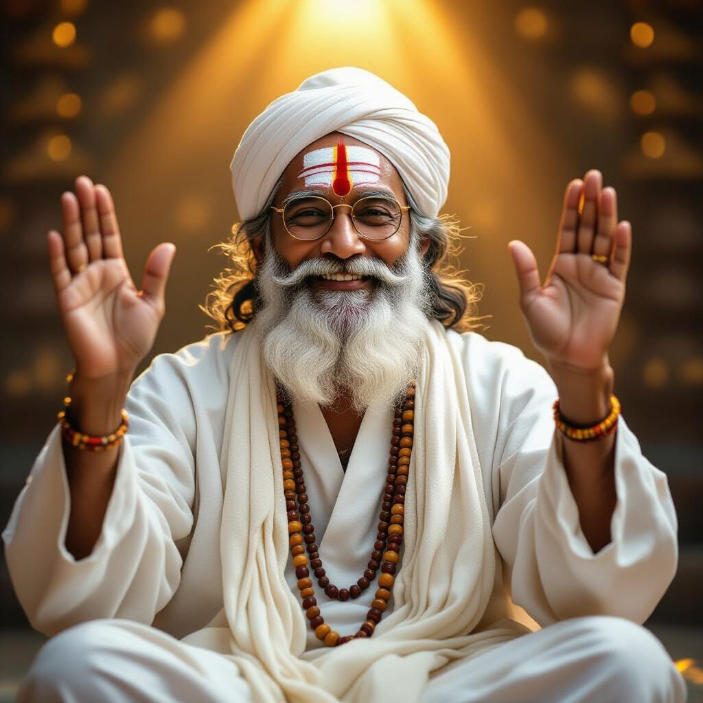Indian Guru Blessing Scene in Golden Light