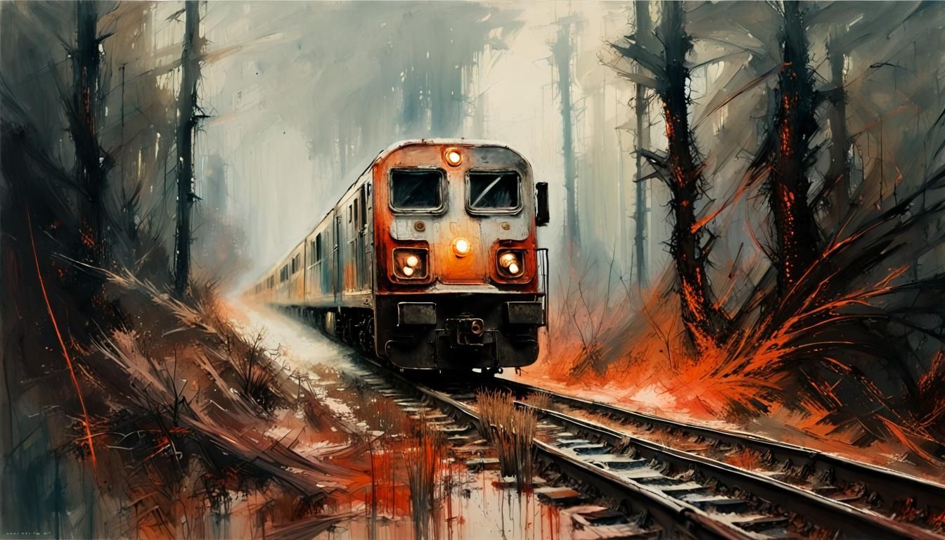 A modern Amtrac train, fire next to the track